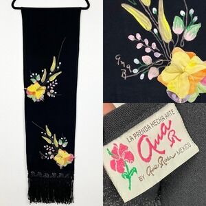 Vintage Signed Black Scarf Shawl